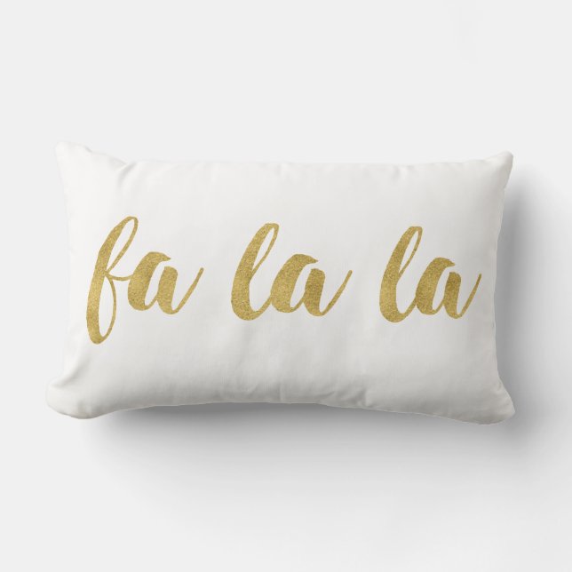 Modern Hand Lettered Fa La La Jjul-Helgdag Lumbarkudde (Framsida)