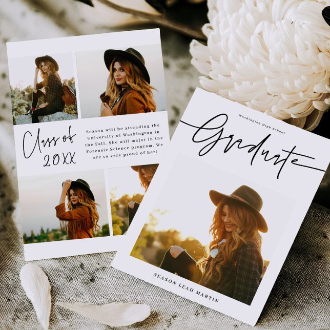 Modern Hand Lettered Graduation Announcement Card  Inbjudningar (Skapare uppladdad)