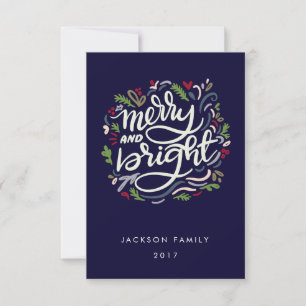 Modern hand Lettered merry och Bright Helgdag Inbjudningar