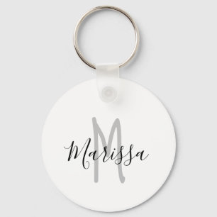 Modern hand Lettered Namn & Monogram Nyckelring