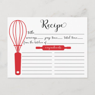 Modern Hand Lettered Red Whisk-receptkort Vykort