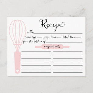 Modern hand Lettered Rosa Whisk Recept Card Vykort