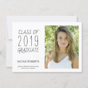 Modern hand Lettered Studenten Photo Party Inbjuda Meddelande
