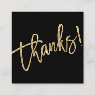 MODERN HAND LETTERED tack för guld-skript glitter Fyrkantigt Visitkort