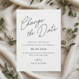 Modern Hand Lettering Bröllop Ändra Datum Inbjudningar