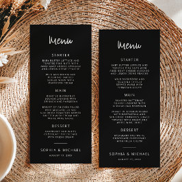 Modern hand Lettering Script Black White Bröllop Meny