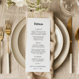 Modern hand Lettering Script Black White Bröllop Meny