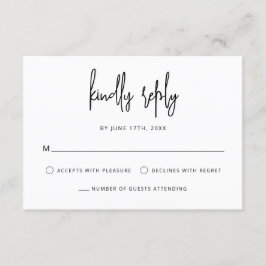 Modern hand Lettering Script Black White Bröllop OSA Kort