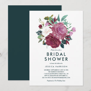 Modern Hand-målad Blommigt Bouquet-Möhippa Inbjudningar