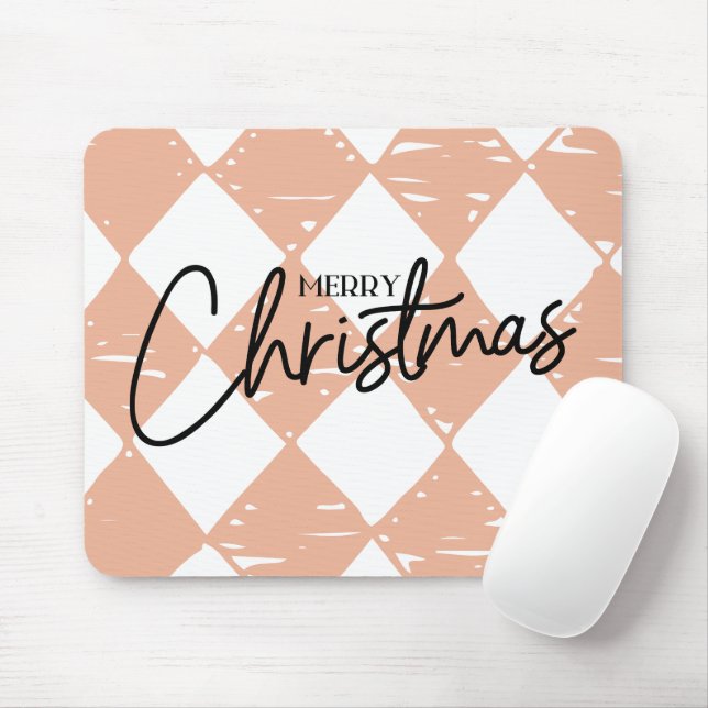 Modern hand painted diamond pattern Pink White Musmatta (Med mus)