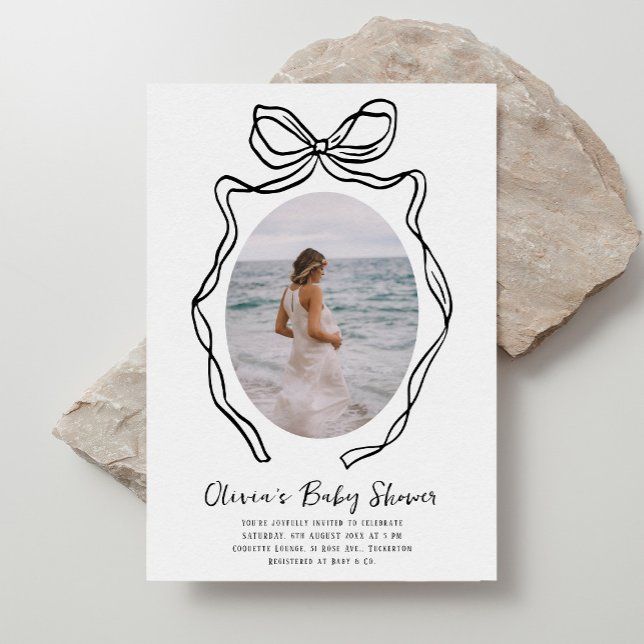 Modern Hand plockade Bow Whimsical Baby Shower Inbjudningar (Skapare uppladdad)