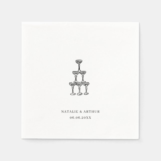 Modern Hand plockade Bröllop Pappersservett (Framsidan)