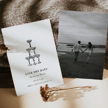 Modern Hand plockade Bröllop spara datum