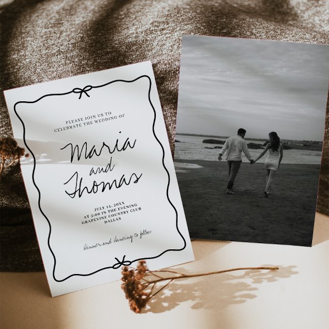 Modern Hand plockade bröllopsinbjudan Spara Datumet (Skapare uppladdad)