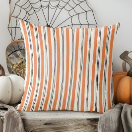 Modern Hand plockade Fall Orange och Black Stripe Kudde