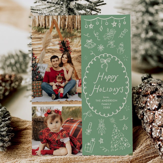 Modern Hand plockade-ikoner Glad helg 2-foto Julkort (Skapare uppladdad)