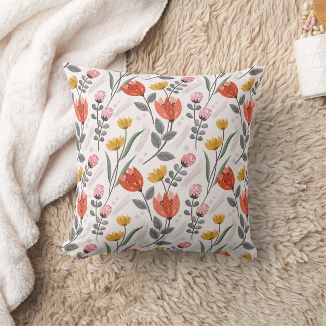 Modern Hand plockade Tulips Dekorativ kudde (Filt)