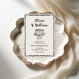 Modern Hand plockade Unik Retro Bröllop Inbjudningar