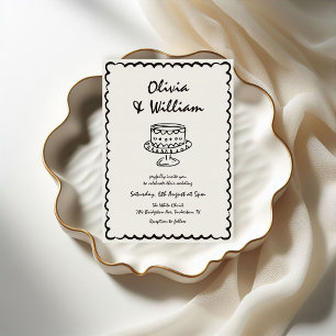 Modern Hand plockade Unik Retro Bröllop Inbjudningar