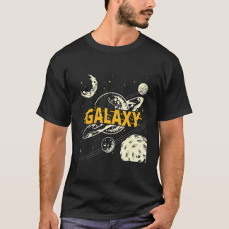 Modern Hand plockade Universe Galaxy Planet Måne T Shirt