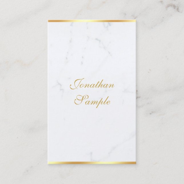 Modern Hand Script Chic Mall Shabby Vit Marmor Gul Visitkort (Framsida)