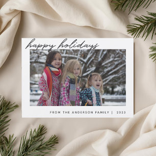 Modern Hand Script God Jul Familjefoto Julkort