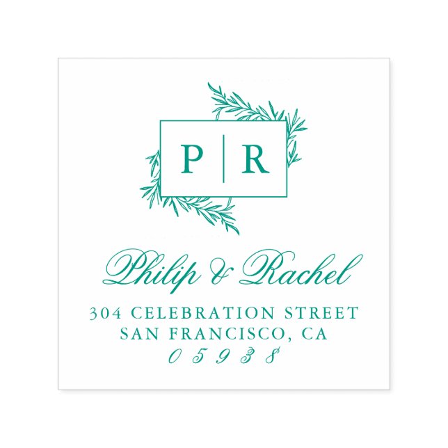 Modern handdragen Grenar Bröllop Returadress Självfärgande Stämpel (Design)