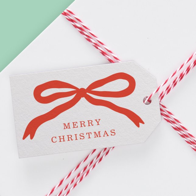 Modern, handdragen Red Bow-Helgdag Presentetikett (Skapare uppladdad)