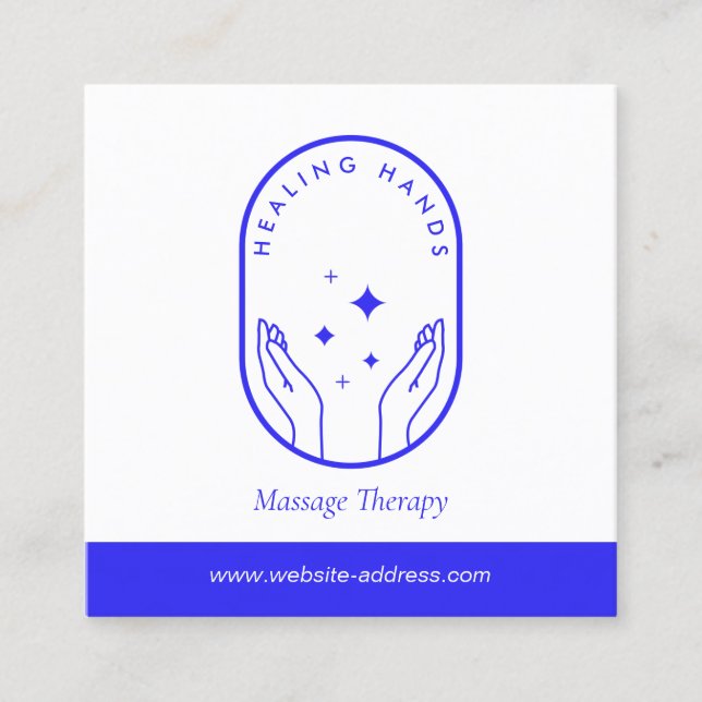 Modern Händer-massage, Hälsa Blue Logotyp Fyrkantigt Visitkort (Framsida)