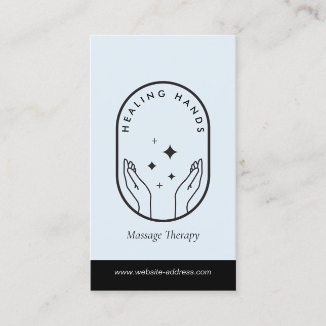 Modern Händer-massage, svart och blå Logotyp Visitkort (Framsida)