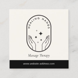 Modern Händer-massage, svart och ivoriansk Logotyp Fyrkantigt Visitkort