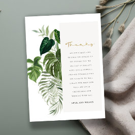 Modern Handflatan Grönt Leafy Tropical Foliage Brö Tack Kort