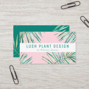 MODERN HANDFLATAN LÖV LOGOTYP lush botanisk grönt Visitkort