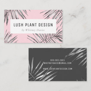 MODERN HANDFLATAN LÖV lush botaniskt svart grått r Visitkort