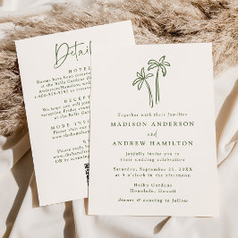 Modern Handflatan Träd Cream QR-kod - allt i ett B Inbjudningar