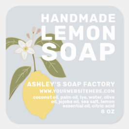 Modern, handgjord, botaniskt blått av citronsoap fyrkantigt klistermärke
