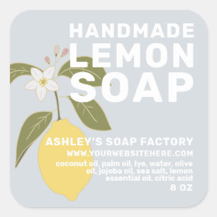Modern, handgjord, botaniskt blått av citronsoap fyrkantigt klistermärke