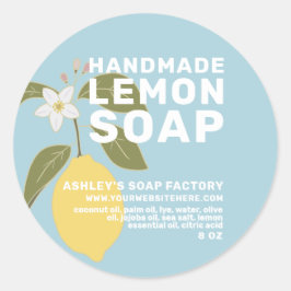 Modern, handgjord, botaniskt blått av citronsoap runt klistermärke