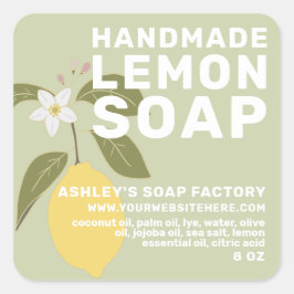Modern handgjord citronsoap botaniska Grönten Squa Fyrkantigt Klistermärke