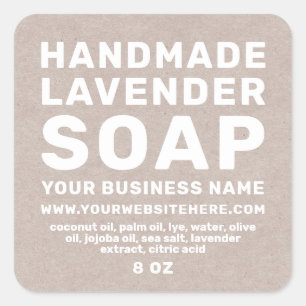 Modern handgjord Lavender Soap Kraft Papper Fyrkantigt Klistermärke