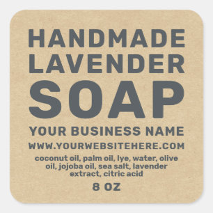 Modern handgjord Lavender Soap Kraft Papper Fyrkantigt Klistermärke