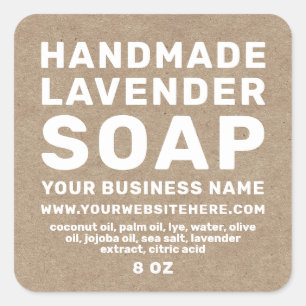Modern handgjord Lavender Soap Kraft Papper Fyrkantigt Klistermärke