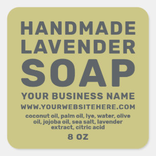 Modern handgjord Lavender Soap Oliv grönt Fyrkantigt Klistermärke