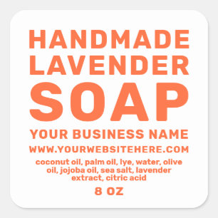 Modern handgjord Lavender Soap Orange White Fyrkantigt Klistermärke