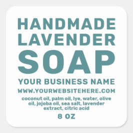 Modern handgjord Lavender Soap Teal White Fyrkantigt Klistermärke