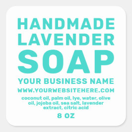 Modern handgjord Lavender Soap Turcos Blue White Fyrkantigt Klistermärke