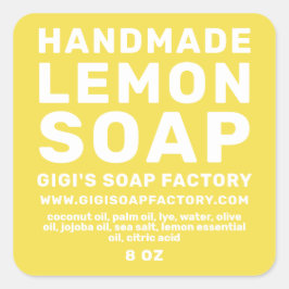 Modern handgjord Lemon Soap-belysande Gult Fyrkantigt Klistermärke