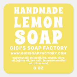 Modern handgjord Lemon Soap-belysande Gult Fyrkantigt Klistermärke