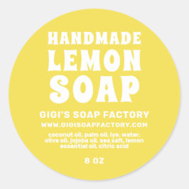 Modern handgjord Lemon Soap-belysande Gult Runt Klistermärke
