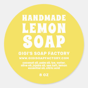 Modern handgjord Lemon Soap-belysande Gult Runt Klistermärke